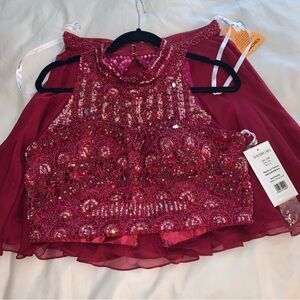 NWT’s Sherri Hill Crimson Beaded Two-Piece Dress Sz 14